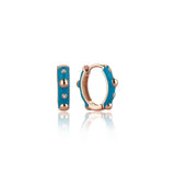 Neomi Bubble Blue Enamel Diamond Hoop Earrings - Small