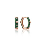 Neomi Bubble Khaki Enamel Diamond Hoop Earrings - Small
