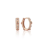 Neomi Bubble Ivory Enamel Diamond Hoop Earrings - Small