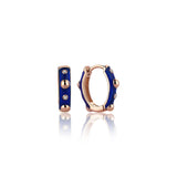 Neomi Bubble Navy Blue Enamel Diamond Hoop Earrings - Small