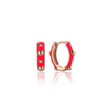 Neomi Bubble Neon Pink Enamel Diamond Hoop Earrings - Small
