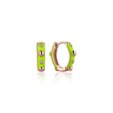 Neomi Bubble Neon Yellow Enamel Diamond Hoop Earrings - Small