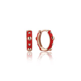 Neomi Bubble Red Enamel Diamond Hoop Earrings - Small