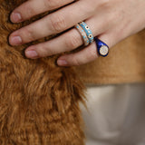 Neomi Edge Turquoise Blue Enamel Diamond Ring
