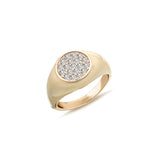 Rose gold ring featuring a cluster of diamonds at the center, surrounded by ivory enamel