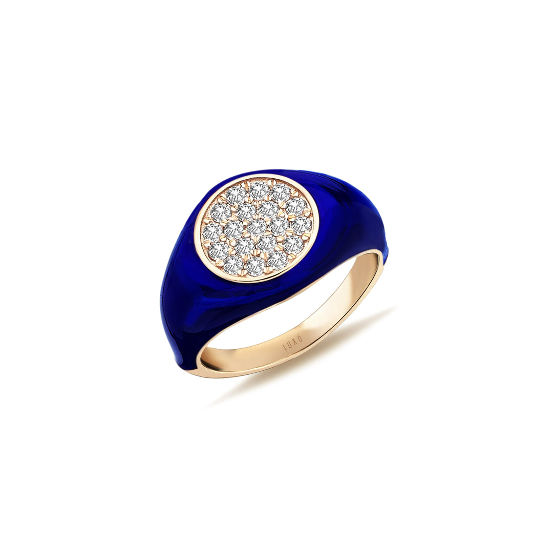 Neomi Gravity Navy Blue Enamel Diamond Ring – Luxo Diamond | Vibrant ...