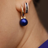 Neomi Juggler 14ct Rose Gold Navy Blue Ball Earrings