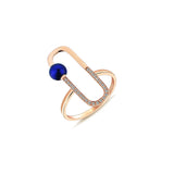Neomi 14ct Rose Gold Navy Blue Enamel Diamond Ring