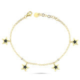 Night Sky 14ct Rose Gold Black Enamel Star Bracelet