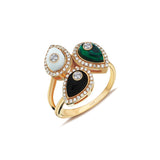 Paisleys Trio 14ct Rose Gold Enamel Diamond Ring