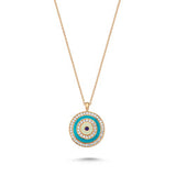 Eyeful 14ct Rose Gold Blue Enamel Diamond Evil Eye Necklace