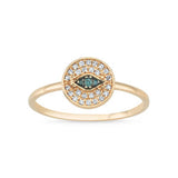 Eyeful 14ct Rose Gold Blue Diamond Evil Eye Ring