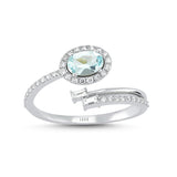 14ct White Gold Oval Aquamarine and Diamond Cluster Ring