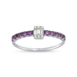 14ct White Gold Amethyst and Diamond Ring