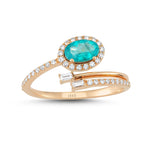 14ct Rose Gold Apatite Tourmaline and Diamond Ring