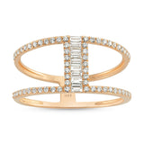 14ct Rose Gold Diamond Double Band Ring