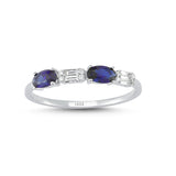 14ct White Gold Double Sapphire and Diamond Ring