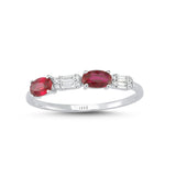 14ct White Gold Double Ruby and Diamond Ring