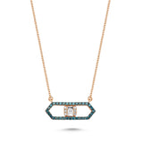 Geomi 14ct Rose Gold Blue Diamond Necklace