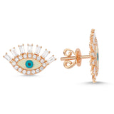 14ct Rose Gold Evil Eye Diamond Earrings