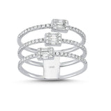 14ct White Gold Triple Band Diamond Ring