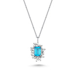 Blue Topaz and Diamond Pendant Necklace