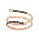 14ct Rose Gold Spiral Black Diamond Ring