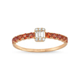 14ct Rose Gold Orange Sapphire and Diamond Ring