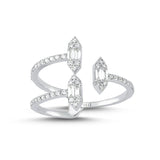 14ct White Gold Zigzag Shaped Diamond Ring