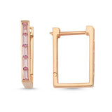 Belle Pink Topaz Square Hoop Earrings