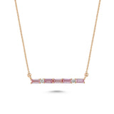 Pink Topaz and Diamond Bar Necklace