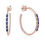 Belle Sapphire and Diamond Cluster Hoop Earrings