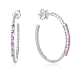 Belle Pink Topaz and Diamond Cluster Hoop Earrings