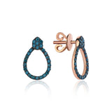 Coronet 14ct Rose Gold Blue Diamond Teardrop Earrings