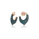 Oriental 14ct Rose Gold Blue Diamond Earrings