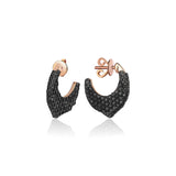 Oriental 14ct Rose Gold Black Diamond Earrings