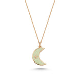 Ivory Enamel and Diamond Moon Pendant Necklace