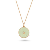 Ivory Enamel and Diamond Circle Pendant Necklace