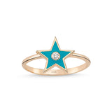 Blue Enamel and Diamond Star Ring