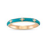 Blue Enamel and Diamond Ring