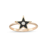 Black Enamel and Diamond Star Ring