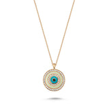 Eyeful Ivory Enamel and Diamond Evil Eye Necklace