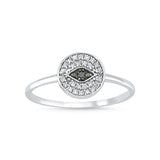 Eyeful 14ct White Gold Black Diamond Evil Eye Ring