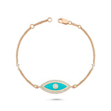 Eyeful Turquoise Blue Enamel and Diamond Evil Eye Bracelet