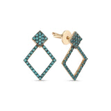 Geomi 14ct Rose Gold Blue Diamond Rhombus Earrings