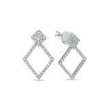 Geomi 14ct White Gold Diamond Rhombus Earrings