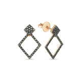 Geomi 14ct Rose Gold Black Diamond Rhombus Earrings
