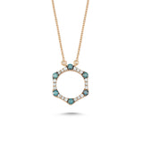 Geomi Hexagon Blue Diamond Pendant Necklace