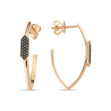 Geomi 14ct Rose Gold Black Diamond Hoop Earrings