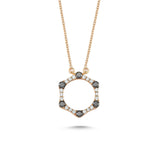 Geomi 14ct Rose Gold Black Diamond Hexagon Necklace